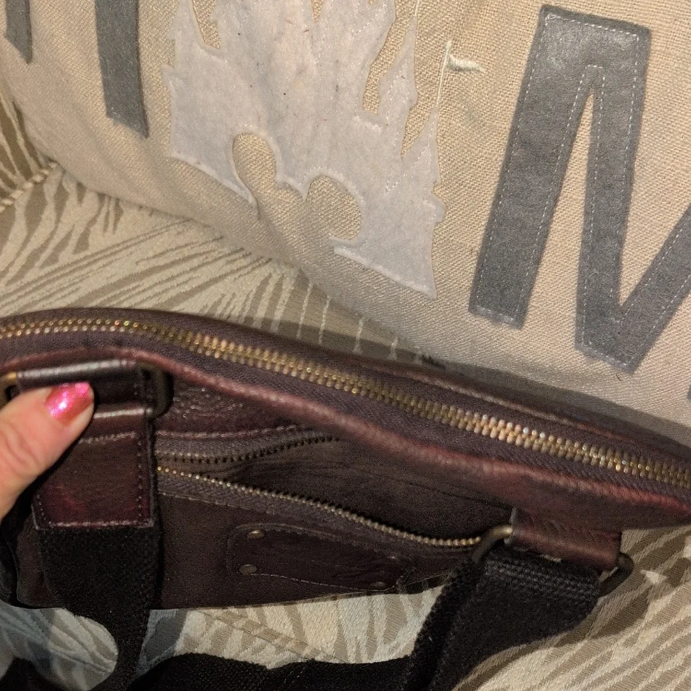 Scully Dark Brown Leather Messenger Bag